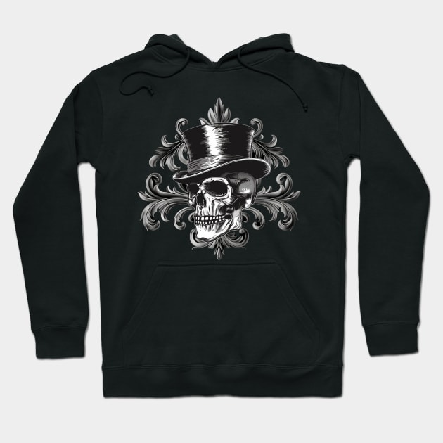 Top Hat Skull Hoodie by Hiraeth Tees